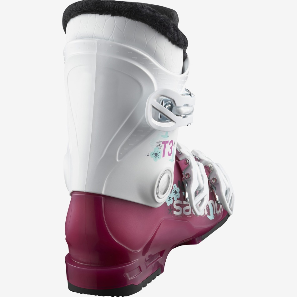 Junior-Kids' On-Piste Boots T3 Rt Girly Rose Violet Translucent-White - Image 2