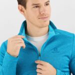Men's Half Zip Midlayer Essential Lightwarm Seamless Barrier Reef-Heather - Image 4