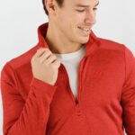 Men's Half Zip Midlayer Essential Lightwarm Seamless Goji Berry-Heather - Image 4