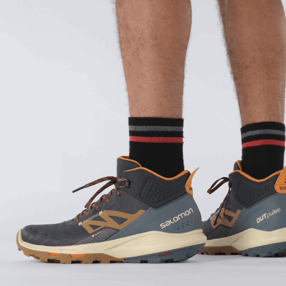Men's Hiking Boots Outpulse Mid Gore-Tex Ebony-Sand-Orange - Image 8