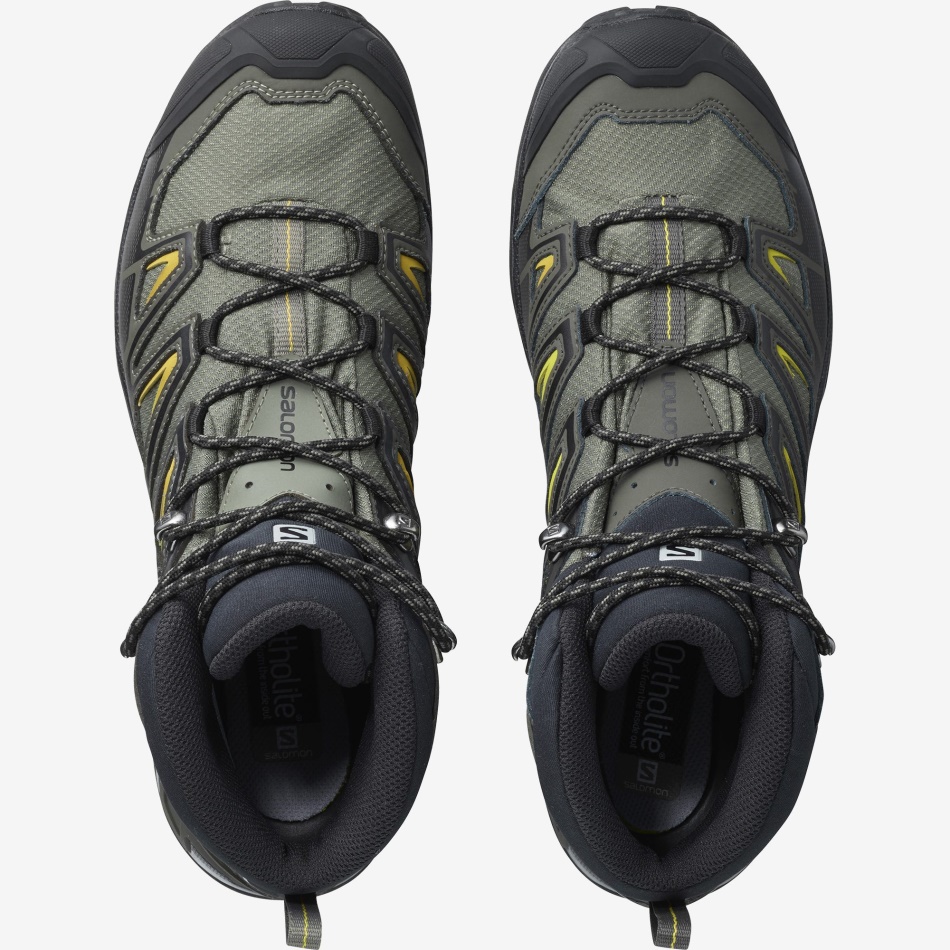 Men's Hiking Boots X Ultra 3 Wide Mid Gore-Gray-Black-Green Sulphur - Image 3