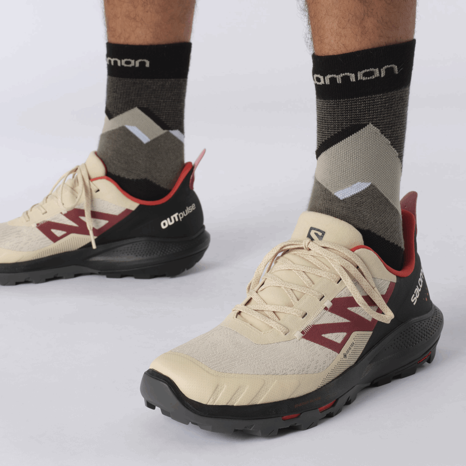 Men's Hiking Shoes Outpulse Gore-Tex Bleached Sand-Black-Poppy Red - Image 7