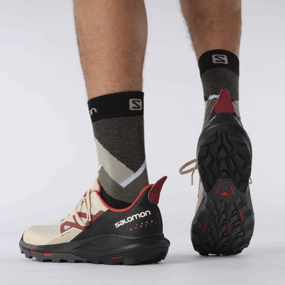 Men's Hiking Shoes Outpulse Gore-Tex Bleached Sand-Black-Poppy Red - Image 8