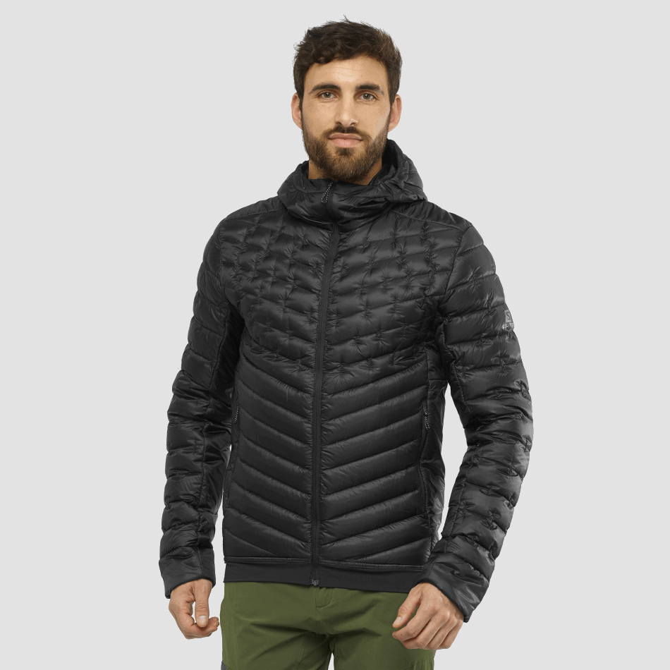 mens_hooded_down_jacket_outline_down_black.png Men's Hooded Down Jacket Outline Down Black - Image 1