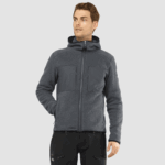 Men's Midlayer Jacket With Hood Essential Warm Teddy Ebony