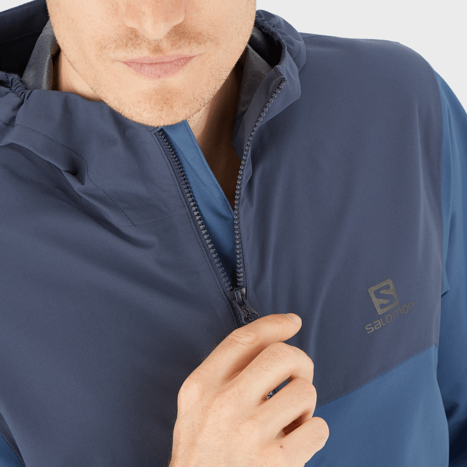Men's Shell Jacket Essential Waterproof 2.5L Dark Denim-Mood Indigo - Image 3