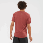 Men's Short Sleeve T-Shirt Cross Run Graphic Cabernet-Dark Denim-Heather - Image 2