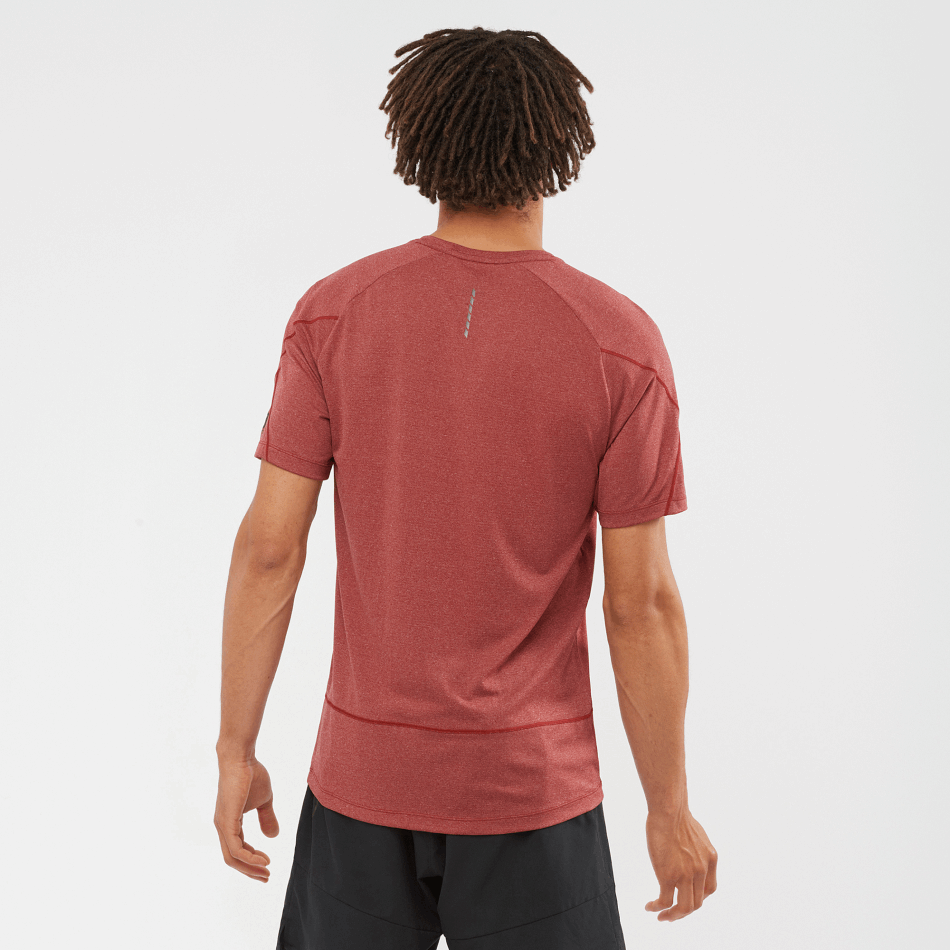 Men's Short Sleeve T-Shirt Cross Run Graphic Cabernet-Dark Denim-Heather - Image 2