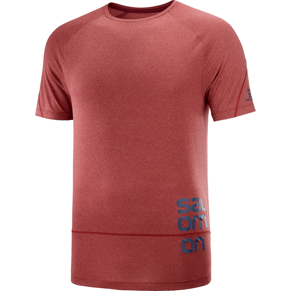 Men's Short Sleeve T-Shirt Cross Run Graphic Cabernet-Dark Denim-Heather - Image 4