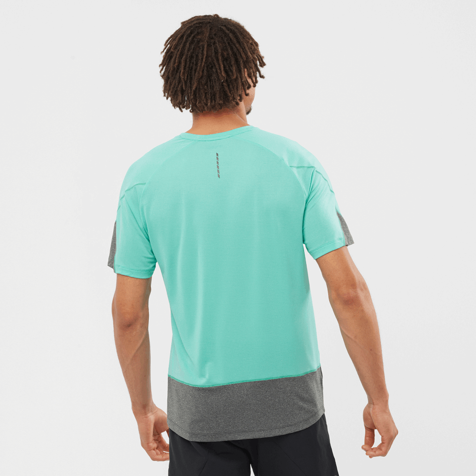 Men's Short Sleeve T-Shirt Cross Run Pool Blue-Black-Heather - Image 2