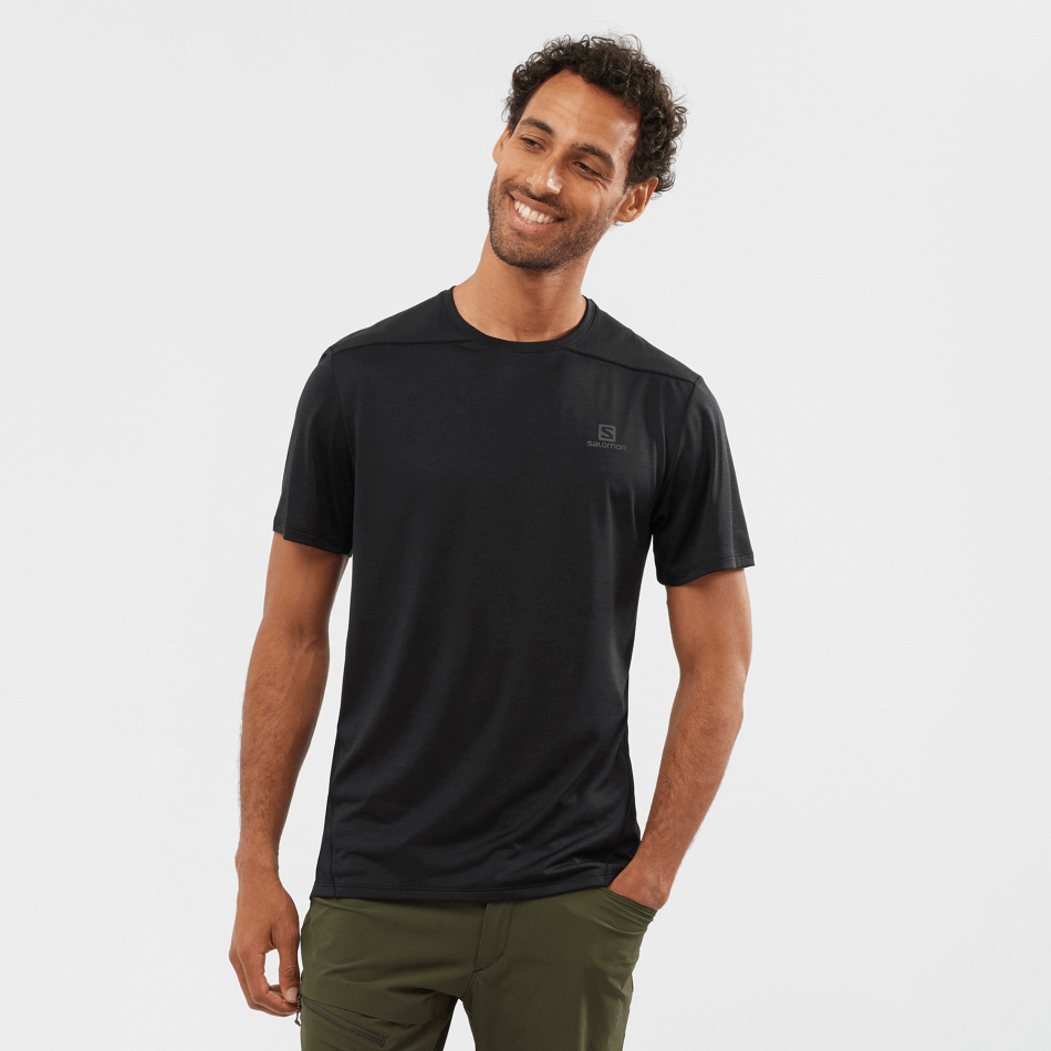 mens_short_sleeve_t_shirt_outline_black.png Men's Short Sleeve T-Shirt Outline Black - Image 1