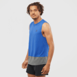 Men's Tank Cross Run Nautical Blue-Black-Heather