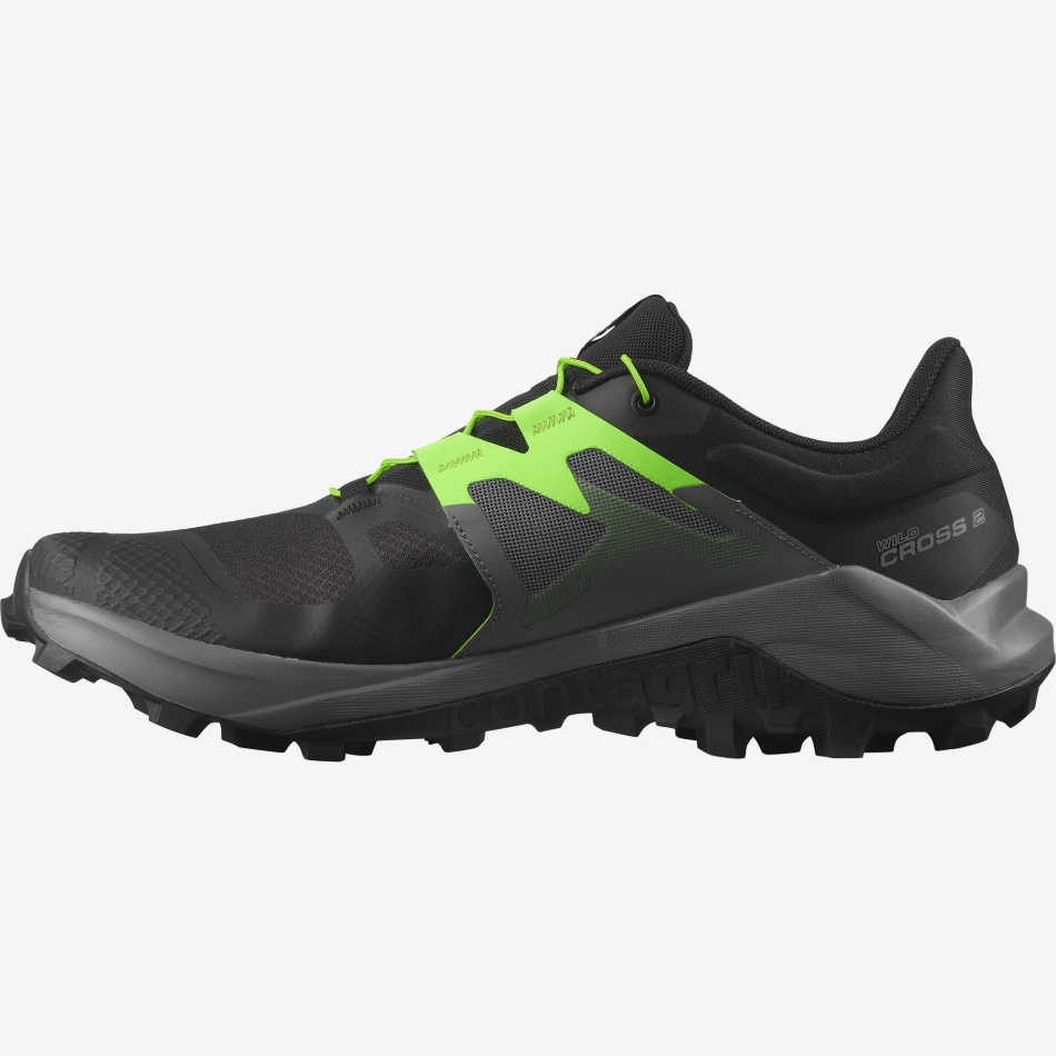 Men's Trail Running Shoes Wildcross 2 Black-Quiet Shade-Green Gecko - Image 5