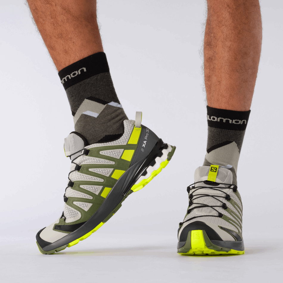 Men's Trail Running Shoes Xa Pro 3D V8 Lunar Rock-Primrose-Olivine - Image 7