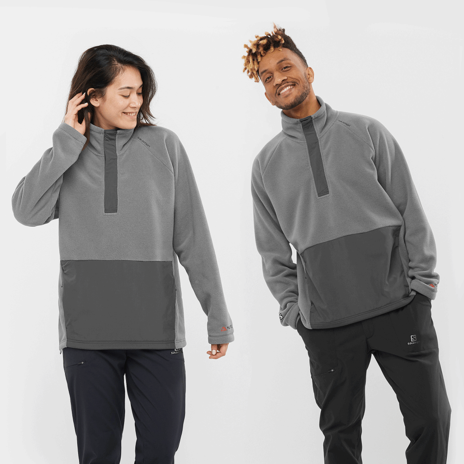 unisex_half_zip_midlayer_outlife_polartec_halz_zip_mid_grey.png Unisex Half Zip Midlayer Outlife Polartec Halz Zip Mid Grey - Image 1