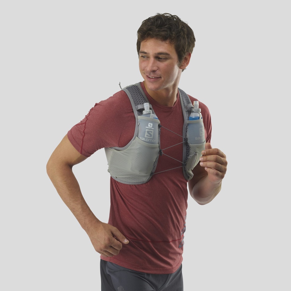 Unisex Running Vest With Flasks Included Active Skin 4 Wrought Iron-Sedona Sage - Image 2