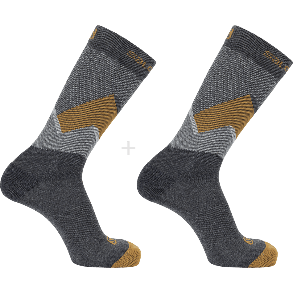 unisex_socks_outline_crew_2_pack_dark_grey_cumin.png Unisex Socks Outline Crew 2-Pack Dark Grey-Cumin - Image 1
