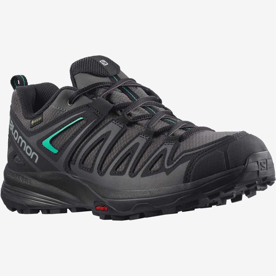 Women-Men's Hiking Shoes X Crest Gore-Tex Magnet-Black-Atlantis - Image 2