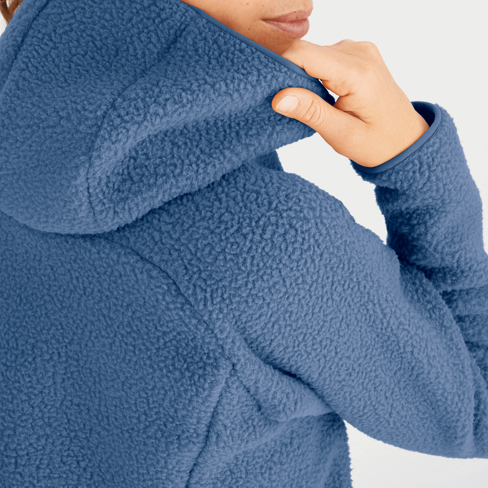 Women's Full Zip Midlayer Jacket Outline Warm Teddy Dark Denim-Heather - Image 4