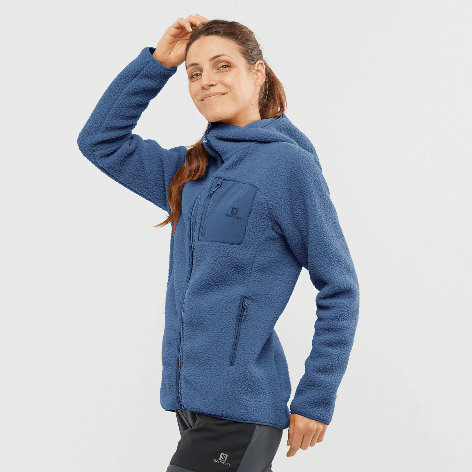 womens_full_zip_midlayer_jacket_outline_warm_teddy_dark_denim_heather.png Women's Full Zip Midlayer Jacket Outline Warm Teddy Dark Denim-Heather - Image 1