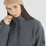 Women's Full Zip Midlayer Jacket Snowshelter Teddy Ebony-Heather - Image 4