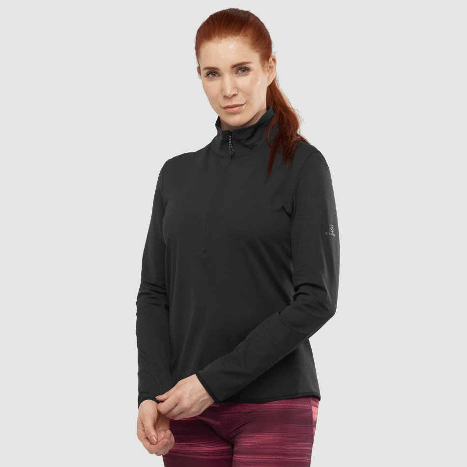 womens_half_zip_midlayer_jacket_essential_lightwarm_black.png Women's Half Zip Midlayer Jacket Essential Lightwarm Black - Image 1