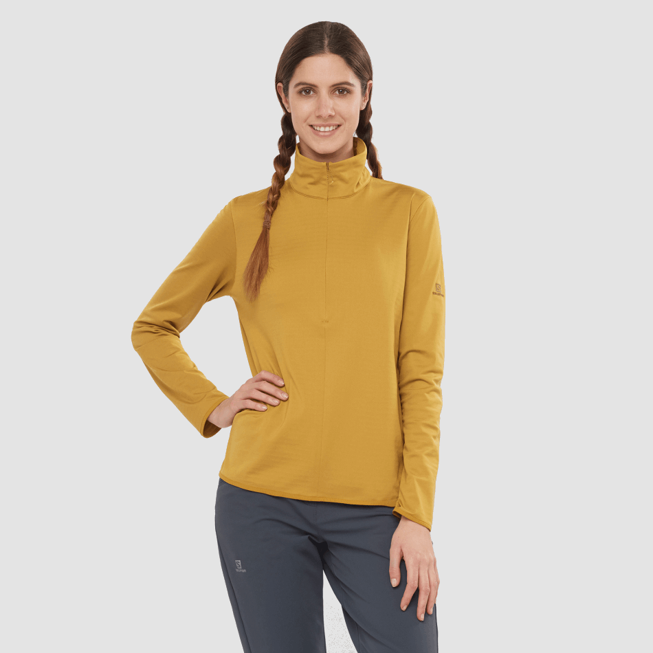 womens_half_zip_midlayer_jacket_essential_lightwarm_cumin.png Women's Half Zip Midlayer Jacket Essential Lightwarm Cumin - Image 1