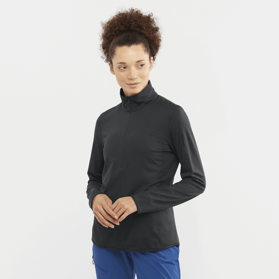 womens_half_zip_midlayer_jacket_essential_lightwarm_deep_black.png Women's Half Zip Midlayer Jacket Essential Lightwarm Deep Black - Image 1