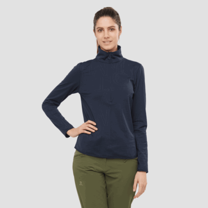 Women's Half Zip Midlayer Jacket Essential Lightwarm Night Sky-He
