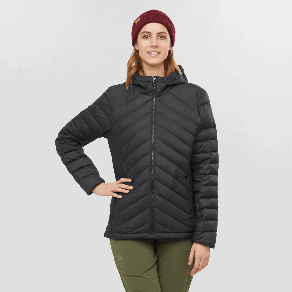 womens_insulated_jacket_hoodie_essential_xwarm_down_black.png Women's Insulated Jacket Hoodie Essential Xwarm Down Black - Image 1