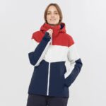 Women's Insulated Jacket Hoodie Slalom Red Chili-White-Night Sky - Image 2