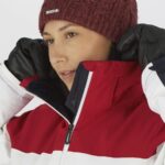 Women's Insulated Jacket Hoodie Slalom Red Chili-White-Night Sky - Image 5