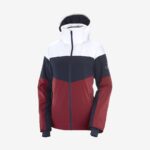 Women's Insulated Jacket Hoodie Slalom White-Night Sky-Pomegranate
