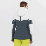 Women's Insulated Jacket Hoodie Speed White-Ebony - Image 2