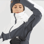 Women's Insulated Jacket Hoodie Speed White-Ebony - Image 3