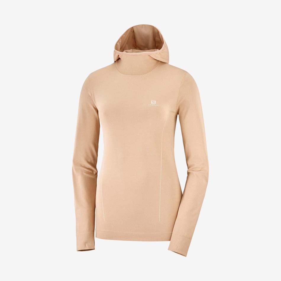 womens_long_sleeve_t_shirt_hoodie_essential_seamless_sirocco_shell.jpg Women's Long Sleeve T-Shirt Hoodie Essential Seamless Sirocco-Shell - Image 1