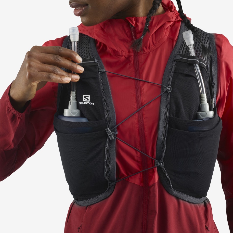 Women's Running Vest With Flasks Included Active Skin 8 Black-Ebony - Image 5