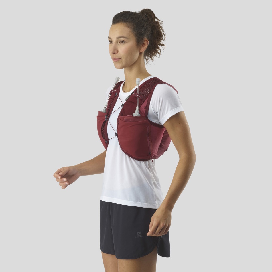 Women's Running Vest With Flasks Included Active Skin 8 Red-Cabernet - Image 2
