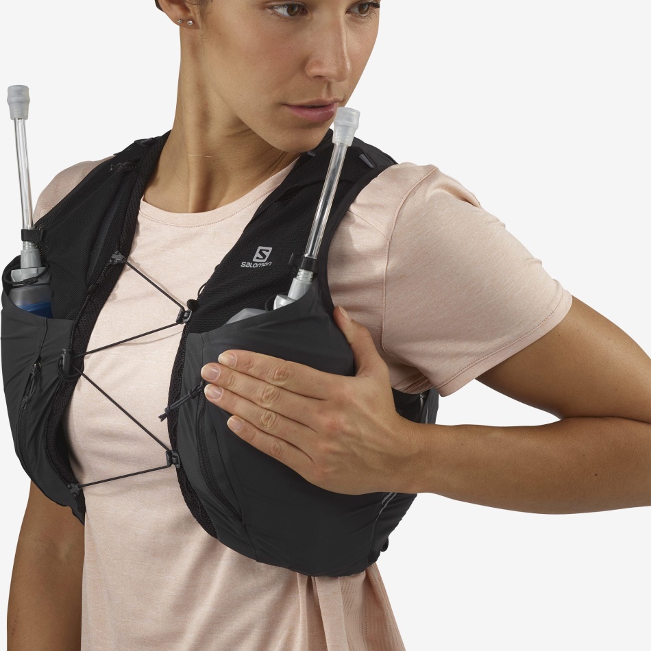 Women's Running Vest With Flasks Included Sense Pro 10 Black-Ebony - Image 5