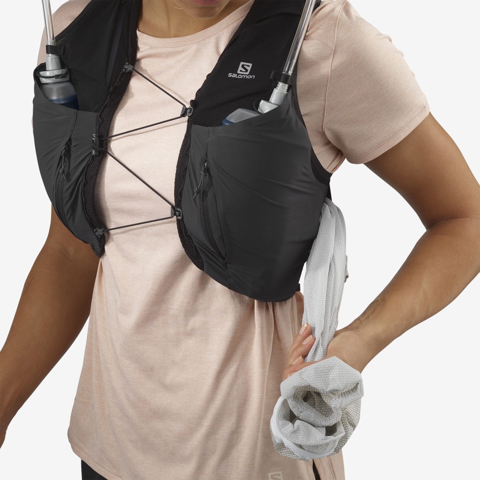 Women's Running Vest With Flasks Included Sense Pro 10 Black-Ebony - Image 7