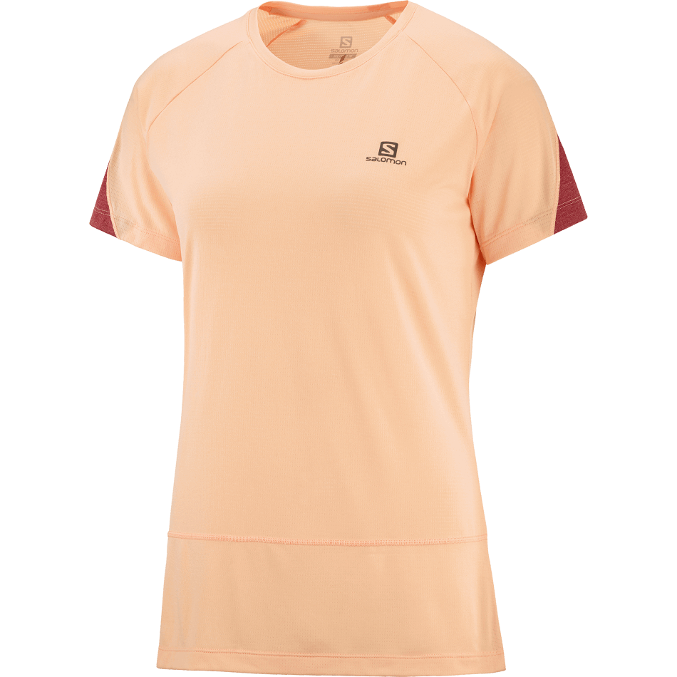Women's Short Sleeve T-Shirt Cross Run Apricot Ice-Heather-Cabernet - Image 4