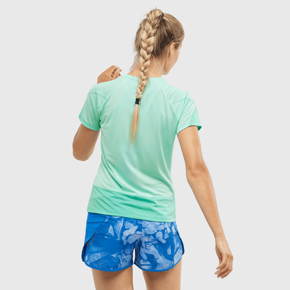 Women's Short Sleeve T-Shirt Cross Run Beach Glass-Pool Blue-Heather - Image 2