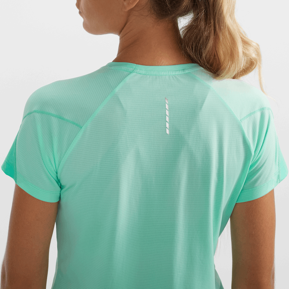 Women's Short Sleeve T-Shirt Cross Run Beach Glass-Pool Blue-Heather - Image 3