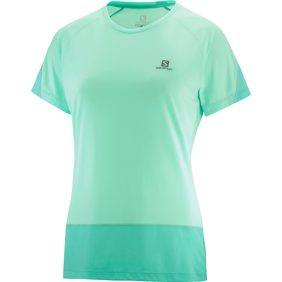 Women's Short Sleeve T-Shirt Cross Run Beach Glass-Pool Blue-Heather - Image 4