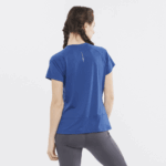Women's Short Sleeve T-Shirt Cross Run Navy Peony - Image 2