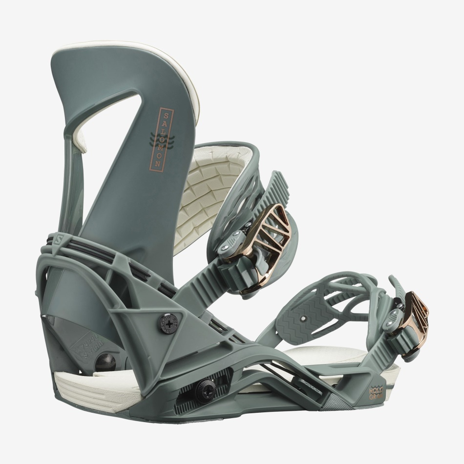 womens_snowboard_bindings_hologram_green_cream.jpg Women's Snowboard Bindings Hologram Green-Cream - Image 1