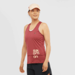 Women's Tank Cross Run Graphic Cabernet-Heather