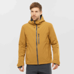 Men's Insulated Hooded Jacket Untracked Bronze Brown-Cumin-Heather