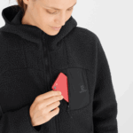 Women's Full Zip Midlayer Jacket Outline Warm Teddy Black-Heather - Image 3