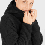 Women's Full Zip Midlayer Jacket Outline Warm Teddy Black-Heather - Image 4